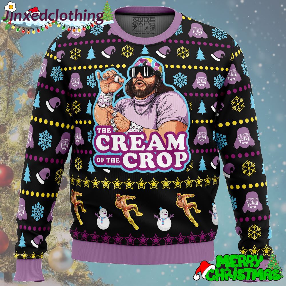 The Cream Of The Crop Macho Man Randy Savage Pro Wrestling Ugly Christmas Sweater Xmas Party 